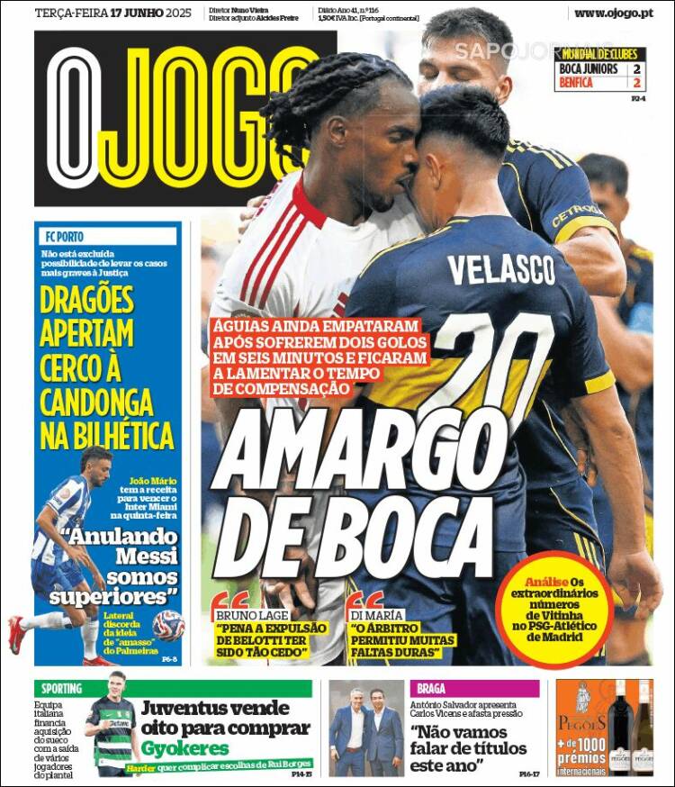 Portada de O Jogo (Portugal)