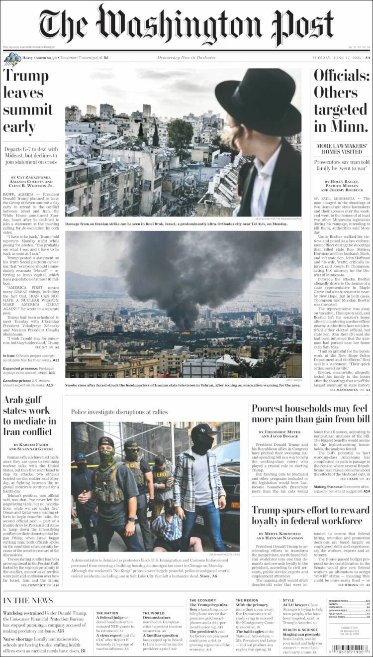 Portada de The Washington Post (USA)