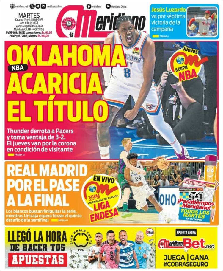 Portada de Meridiano (Venezuela)