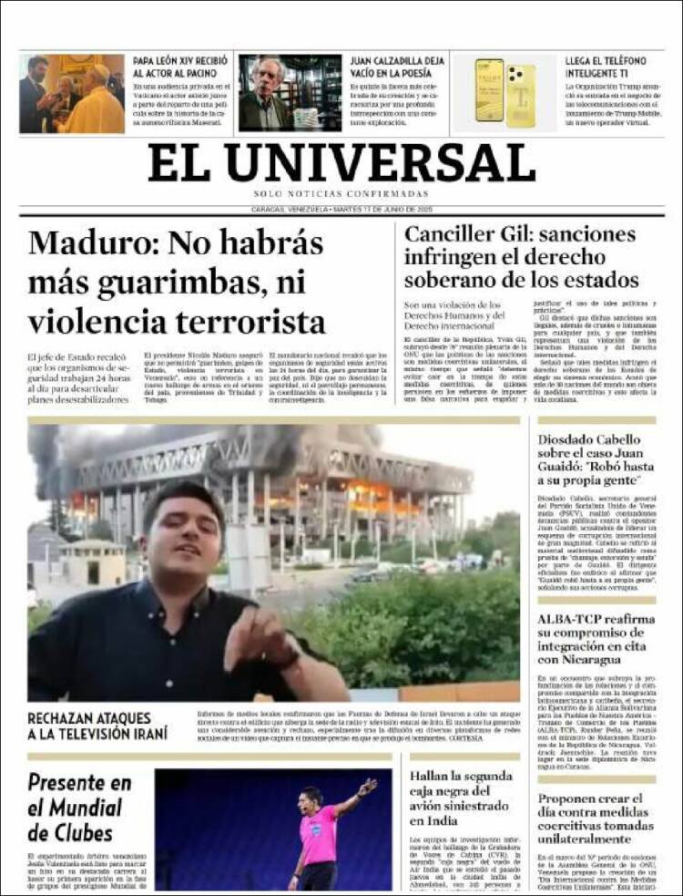 Portada de Universal (Venezuela)