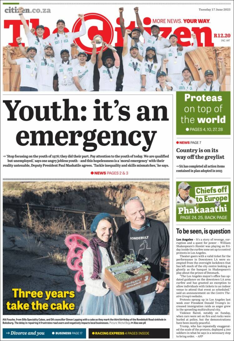 Portada de The Citizen (Sudáfrica)