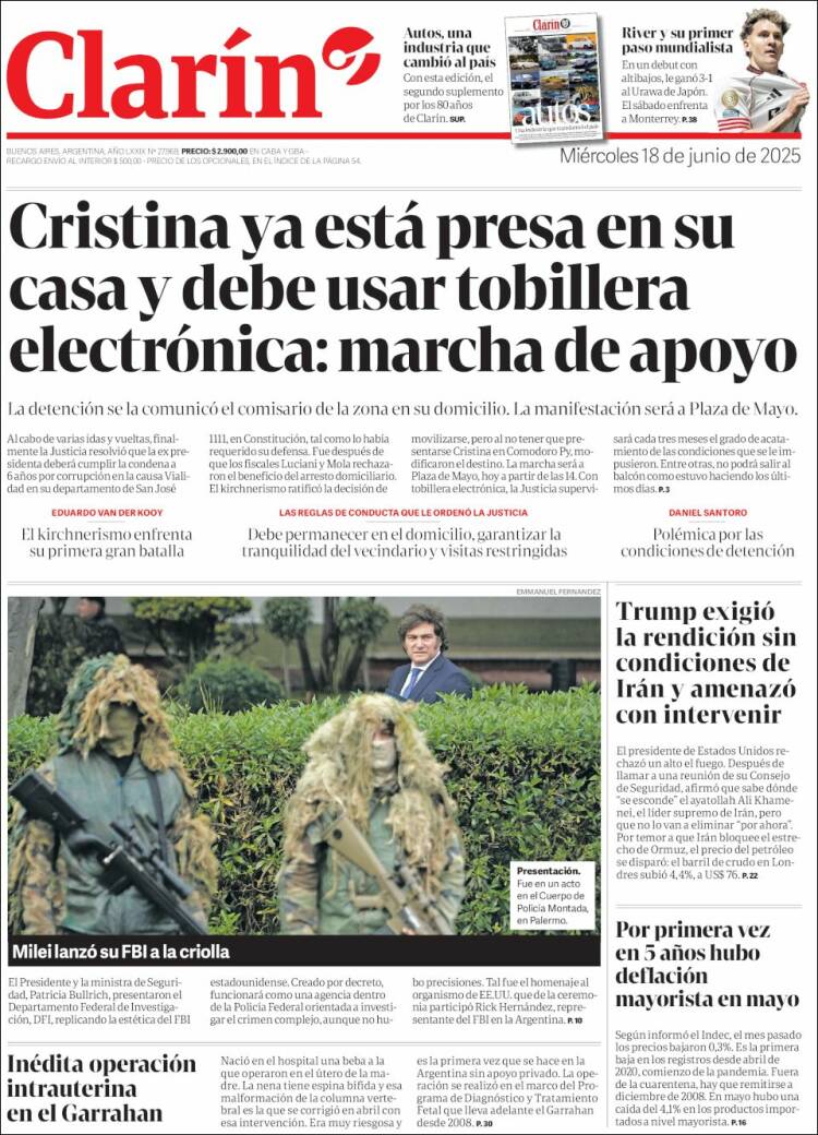 Portada de Clarín (Argentina)