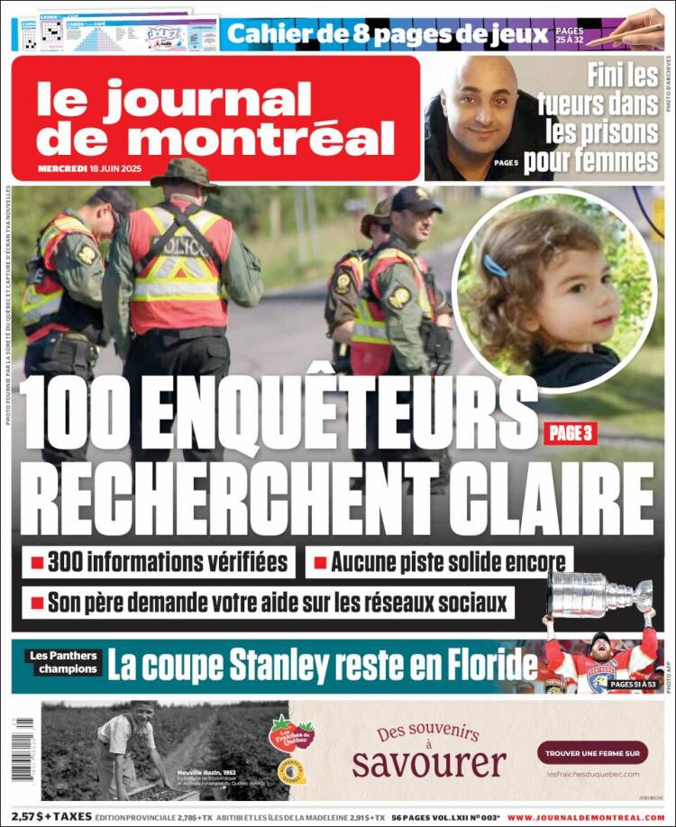 Portada de Le Journal de Montréal (Canadá)