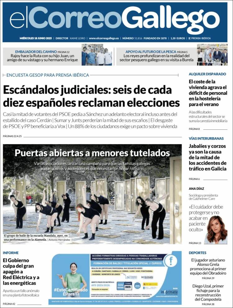 Portada de El Correo Gallego (España)