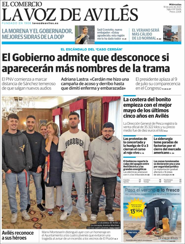 Portada de El Comercio - Avilés (España)