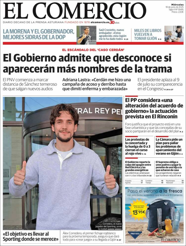 Portada de El Comercio - Gijón (España)