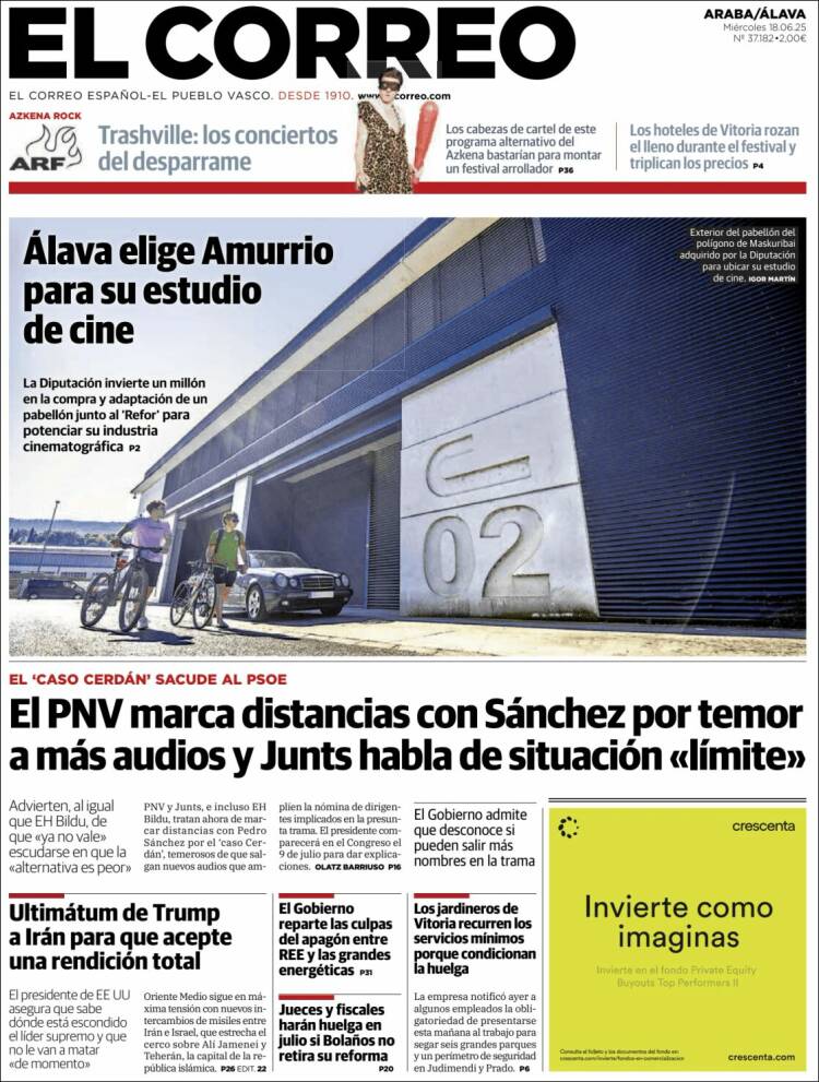 Portada de El Correo - Álava (España)
