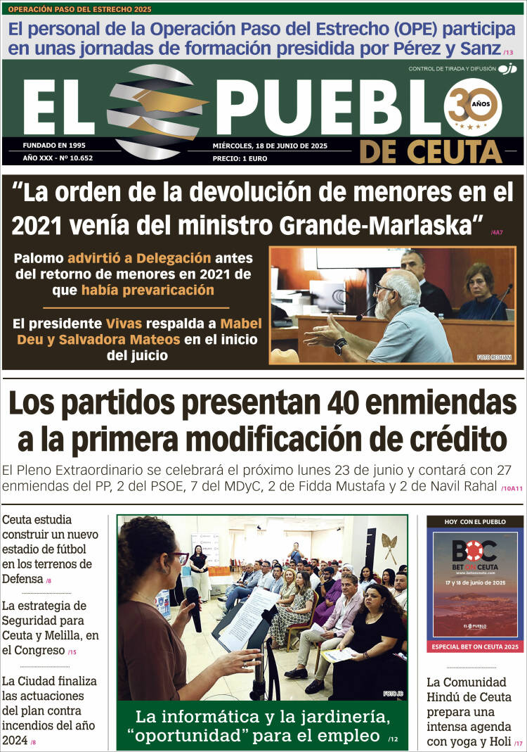 Portada de El Pueblo de Ceuta (España)