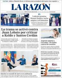 Portada de La Razón (Spain)