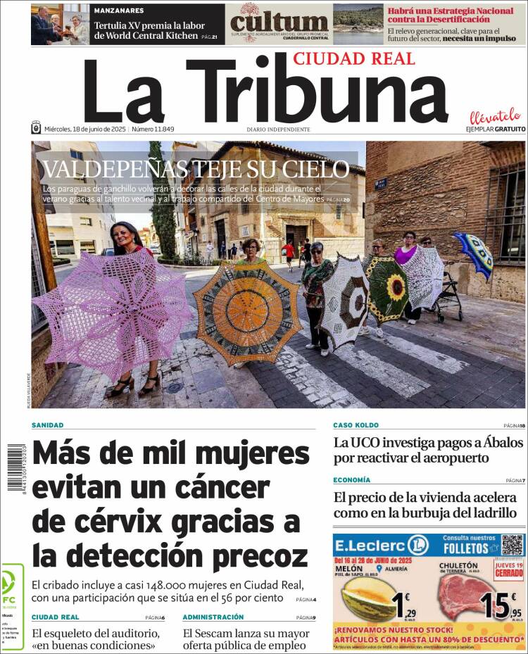 Portada de La Tribuna de Ciudad Real (España)
