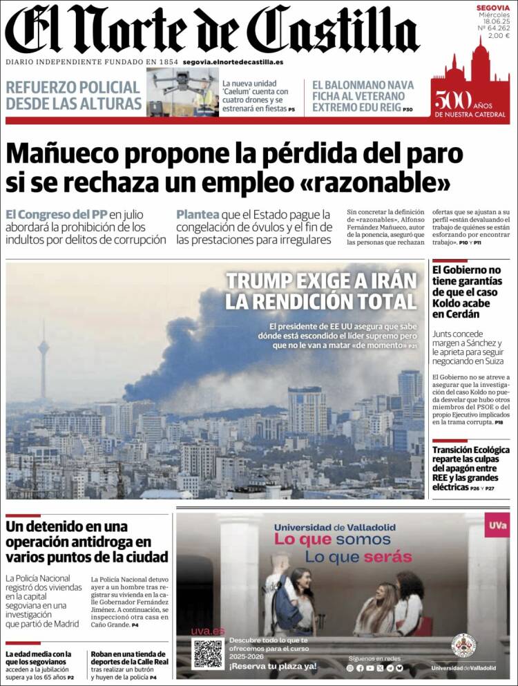 Portada de Norte de Castilla - Segovia (España)