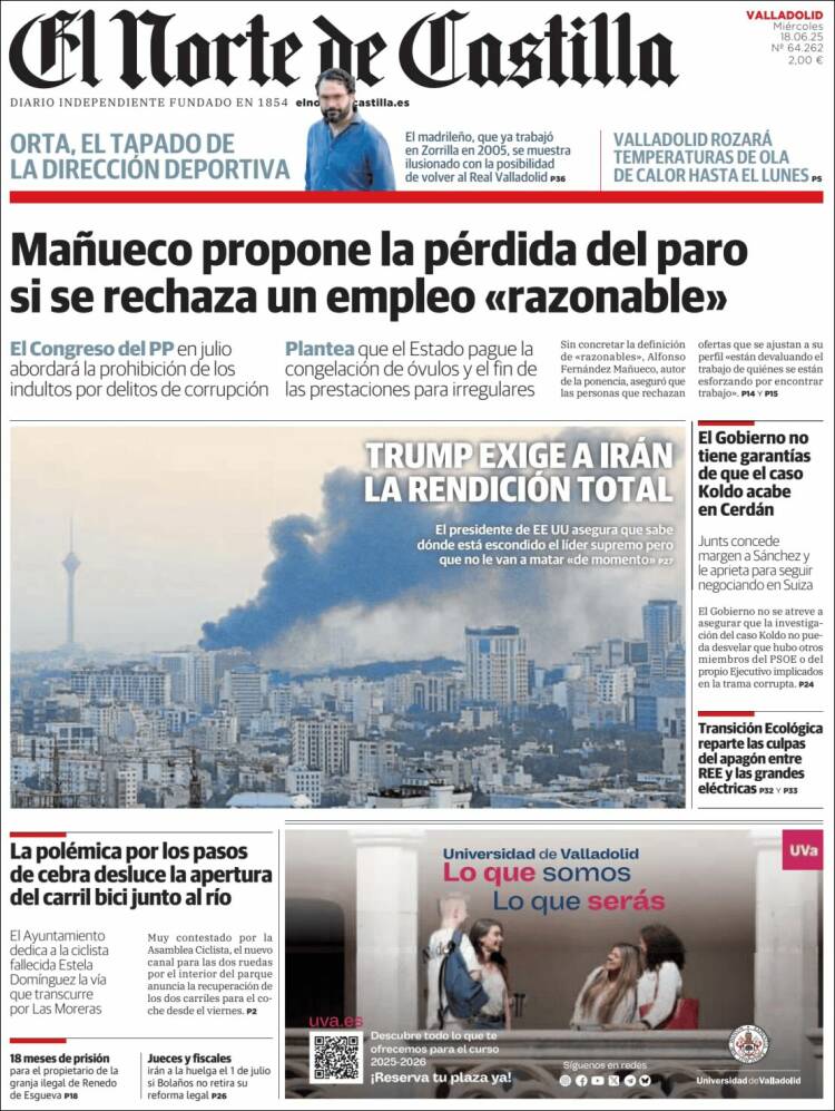 Portada de Norte de Castilla - Valladolid (España)
