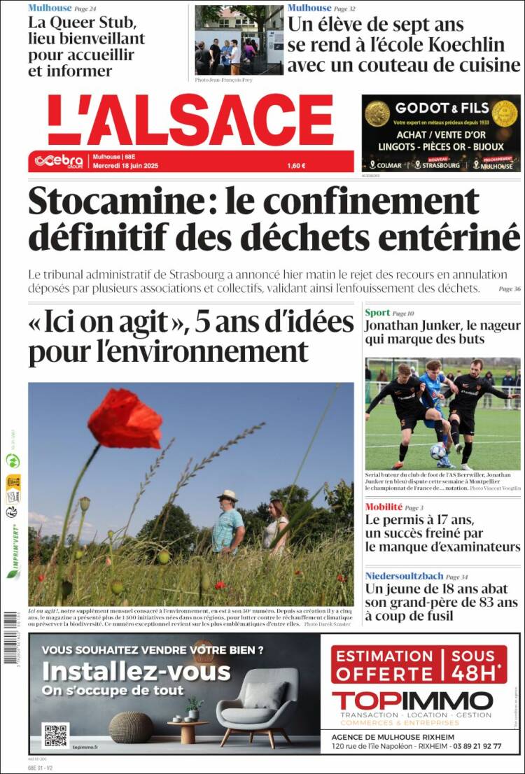Portada de Journal L'Alsace (France)