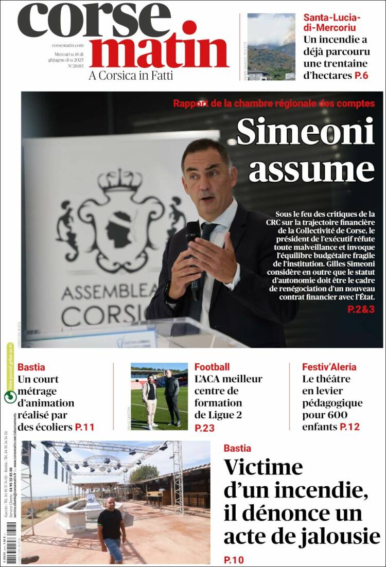 Portada de Corse-Matin (France)