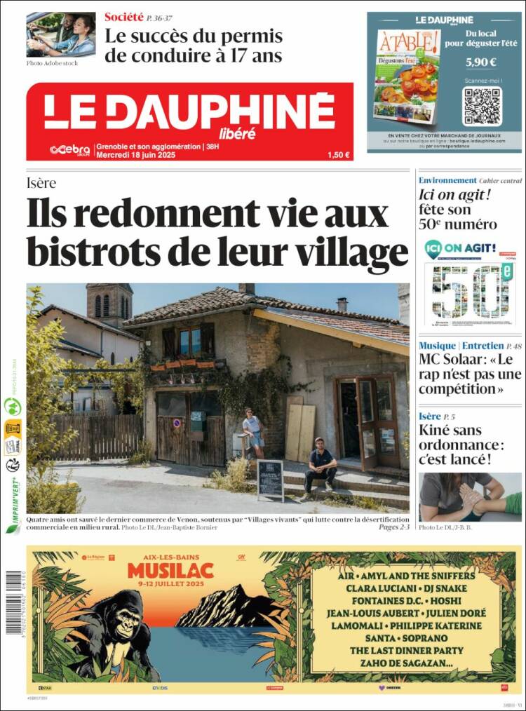Portada de Le Dauphiné Libéré (France)