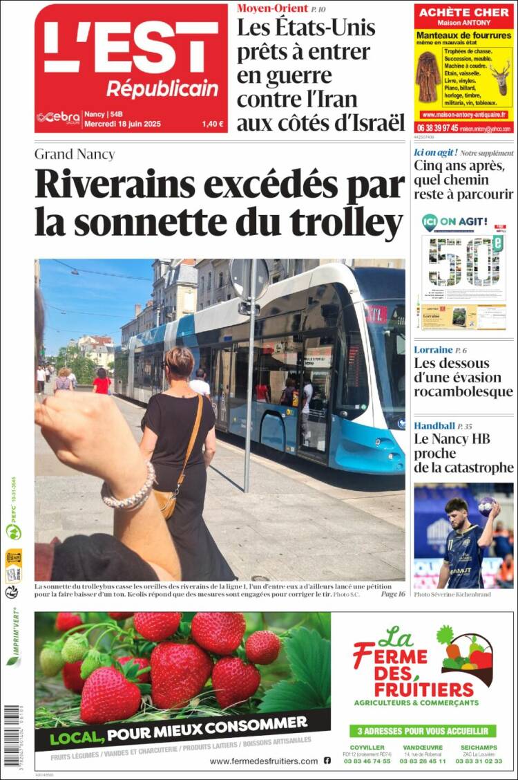 Portada de L'Est Republicain (France)