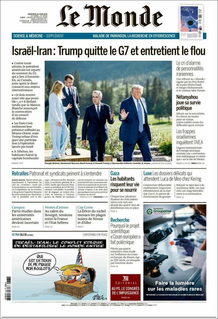 Portada de Le Monde (France)