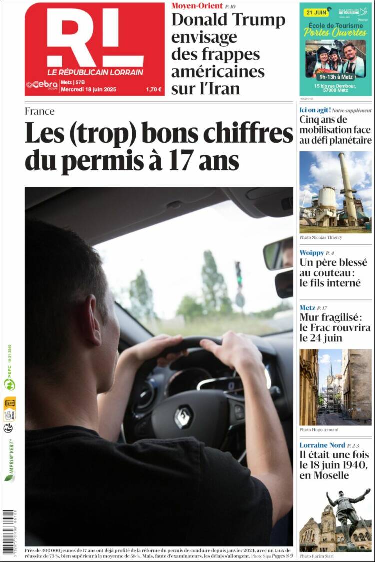 Portada de Le Republicain Lorrain (France)