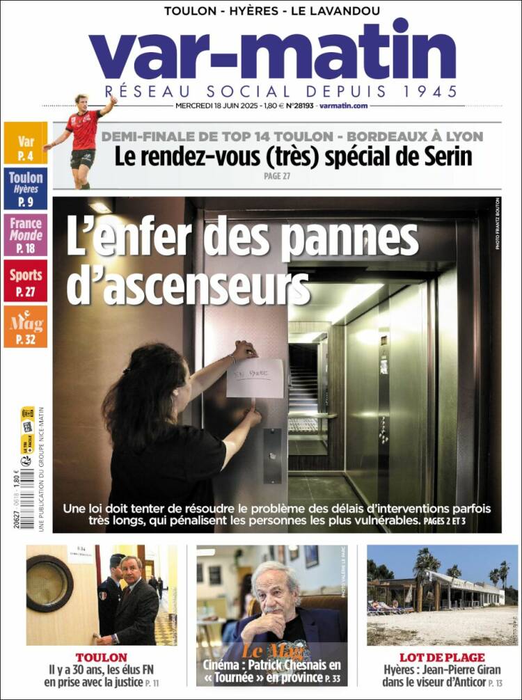 Portada de Var-Matin (France)