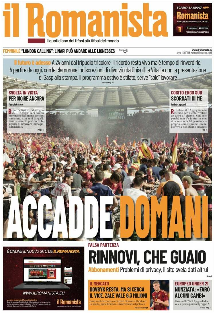 Portada de Romanista (Italia)