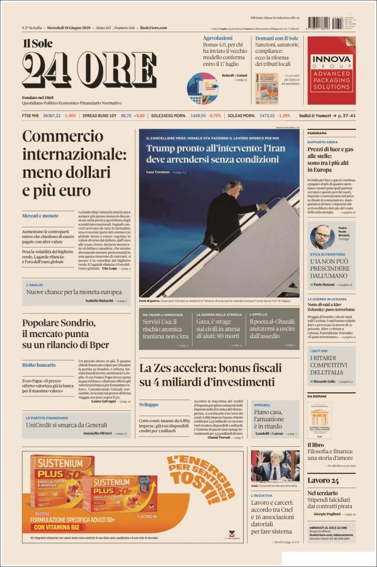 Portada de Il Sole 24 ORE (Italia)
