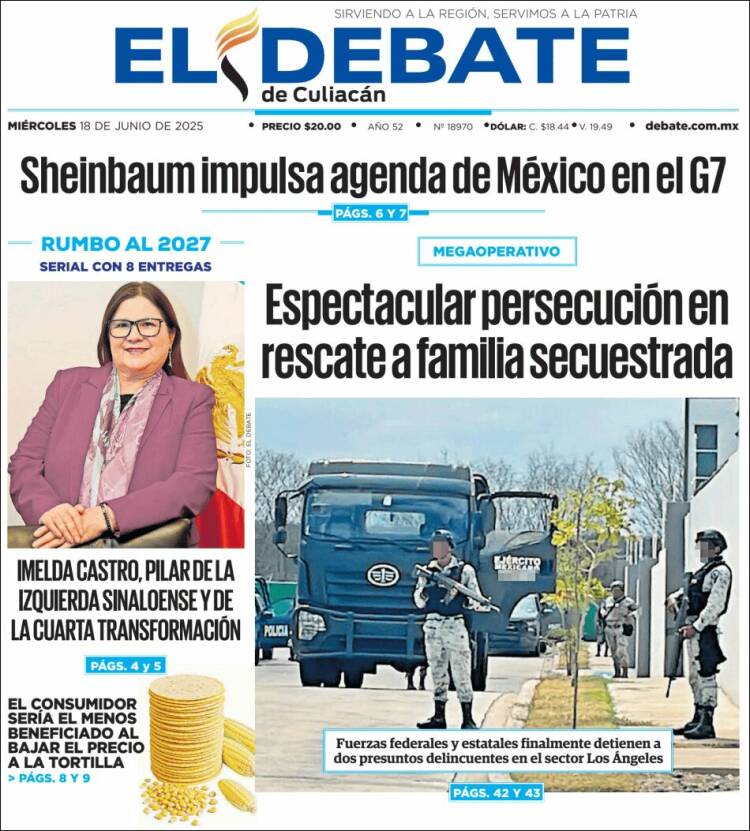 Portada de El Debate de Culiacán (Mexico)