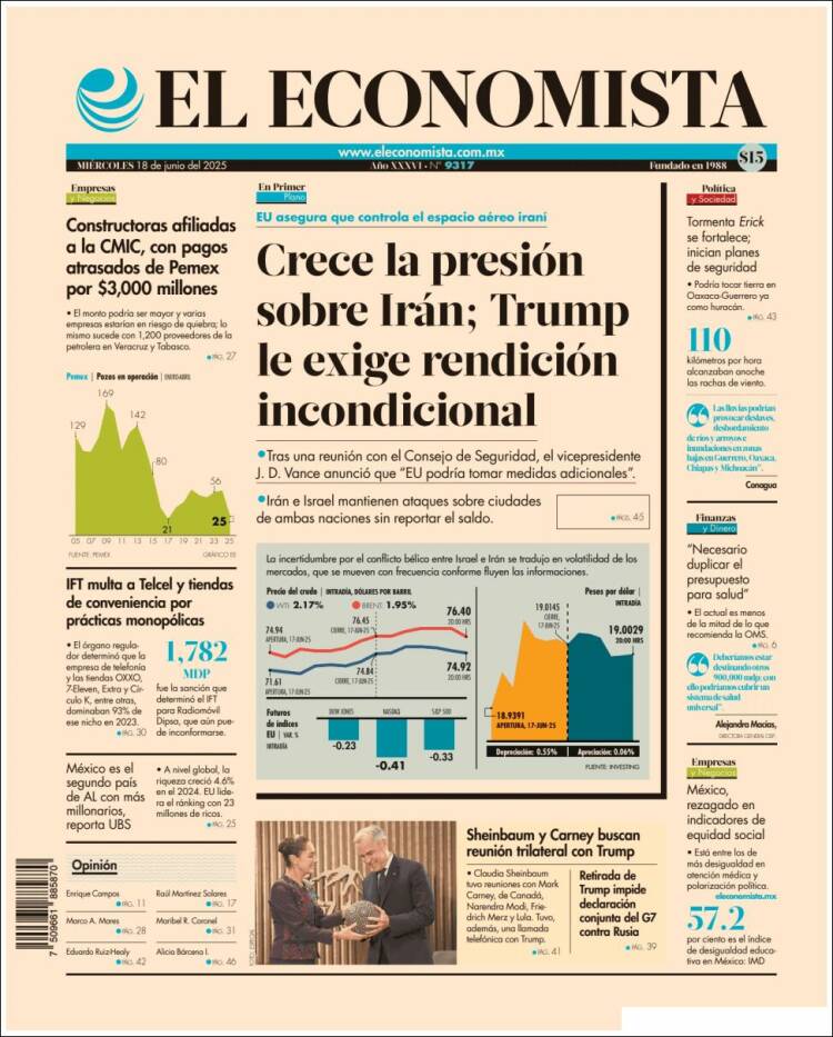 Portada de El Economista (México)