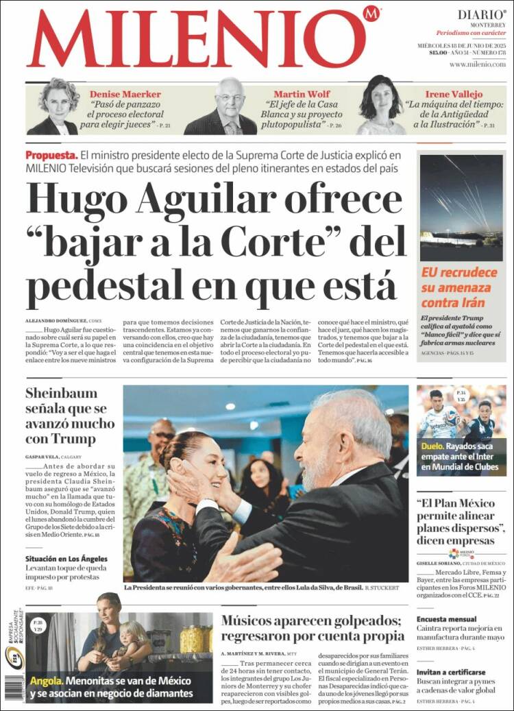 Portada de Milenio de Monterrey (Mexico)
