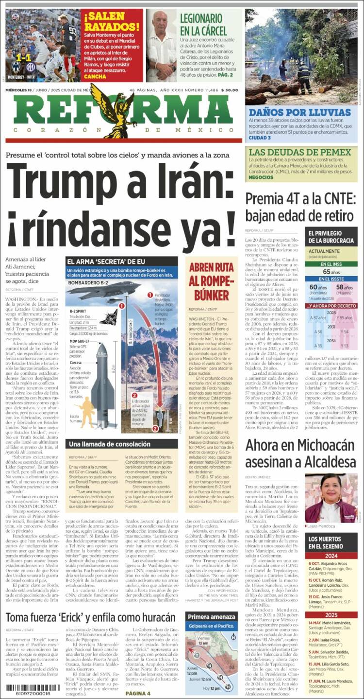 Portada de Reforma (Mexico)