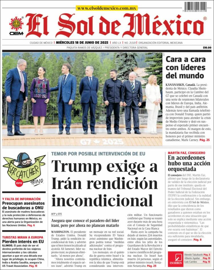 Portada de El Sol de México (Mexico)