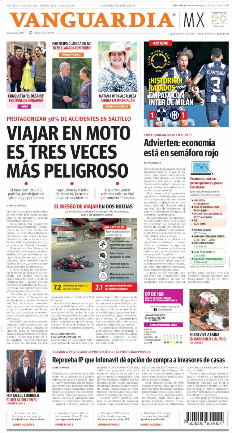 Portada de Vanguardia (Mexico)