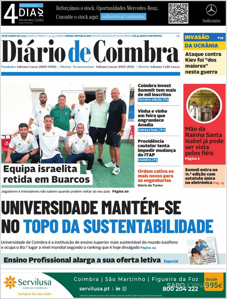 Portada de Diário de Coimbra (Portugal)