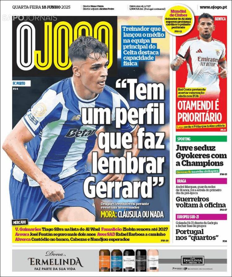 Portada de O Jogo (Portugal)