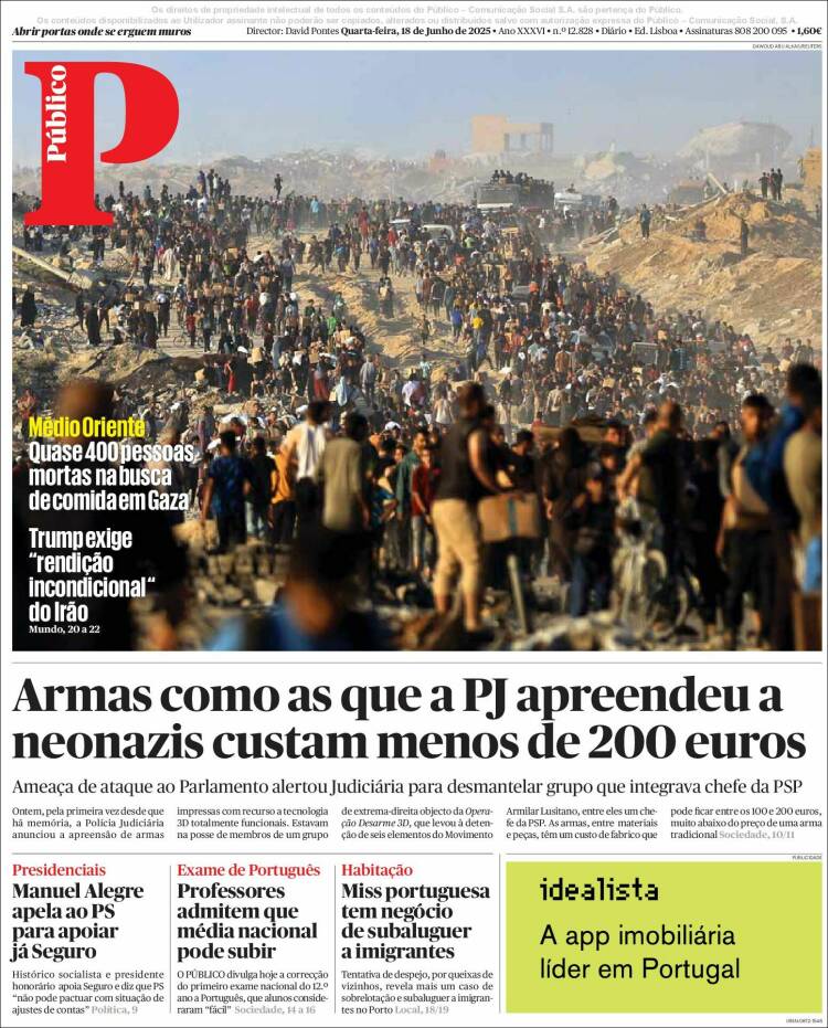 Portada de Público (Portugal)