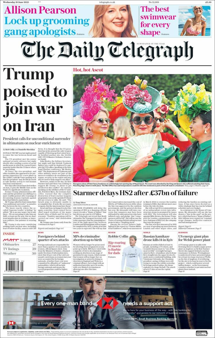 Portada de Daily Telegraph (United Kingdom)