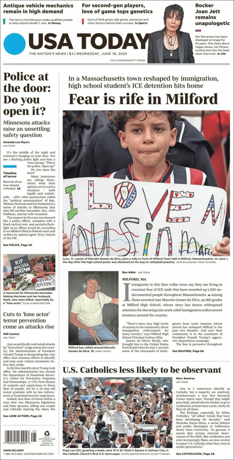 Portada de USA Today (USA)