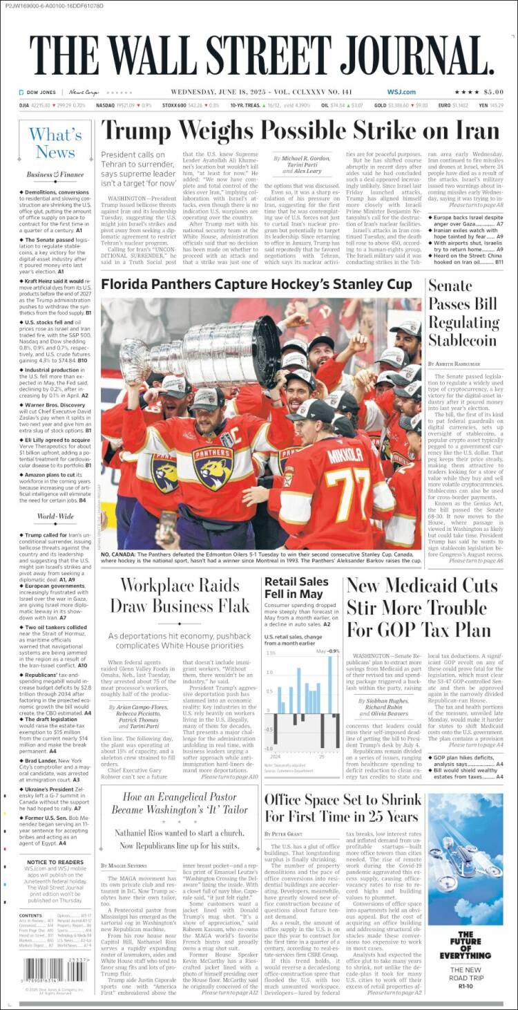 Portada de Wall Street Journal (USA)
