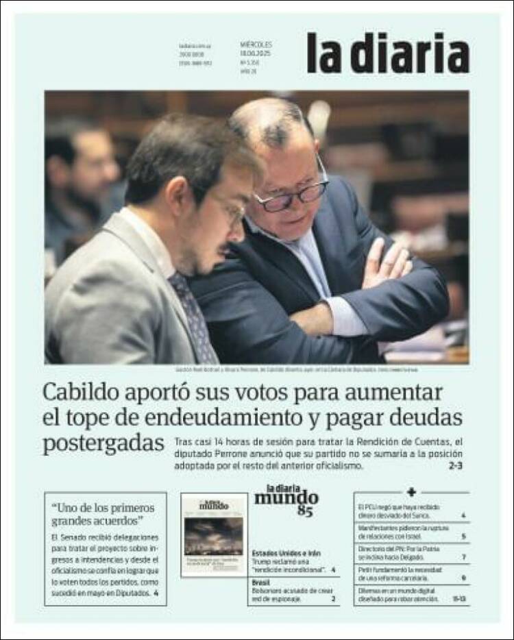 Portada de La Diaria (Uruguay)