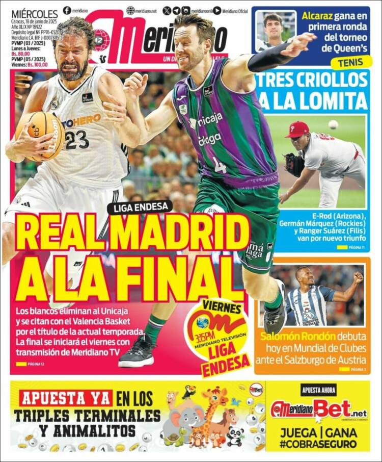Portada de Meridiano (Venezuela)