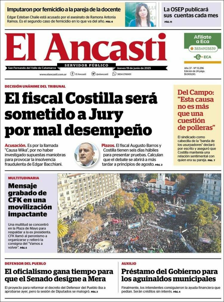 Portada de El Ancasti (Argentina)