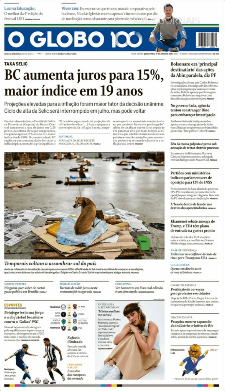 Portada de O Globo (Brasil)
