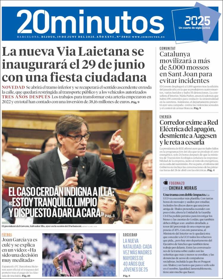 Portada de 20 Minutos - Barcelona (Spain)