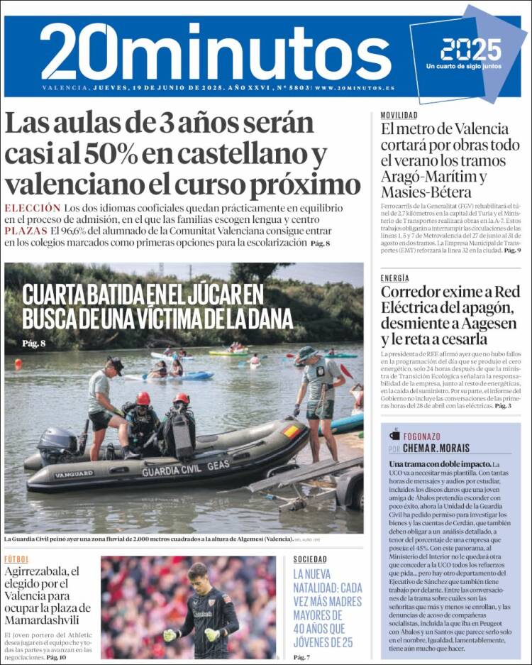 Portada de 20 Minutos - Valencia (Spain)