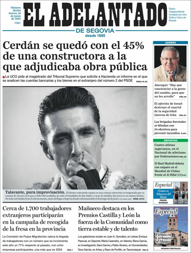 Portada de El Adelantado de Segovia (Spain)