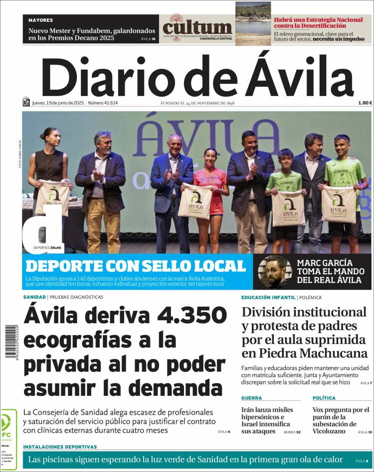 Portada de Diario de Ávila (España)