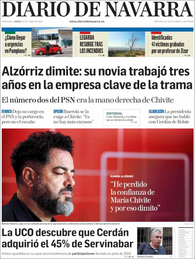 Portada de Diario de Navarra (España)