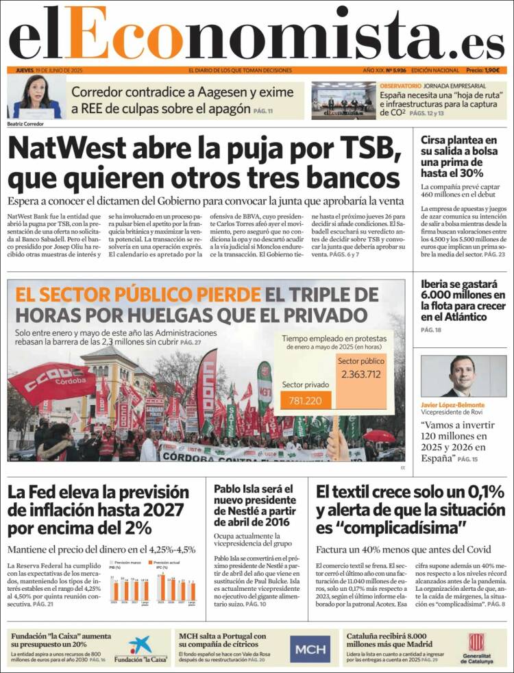 Portada de El Economista (Spain)