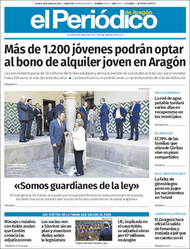 Portada de El Periódico de Aragón (Spain)