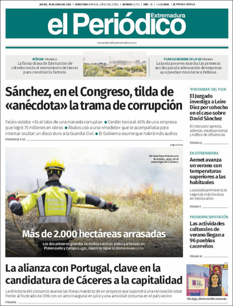 Portada de El Periódico de Extremadura (España)