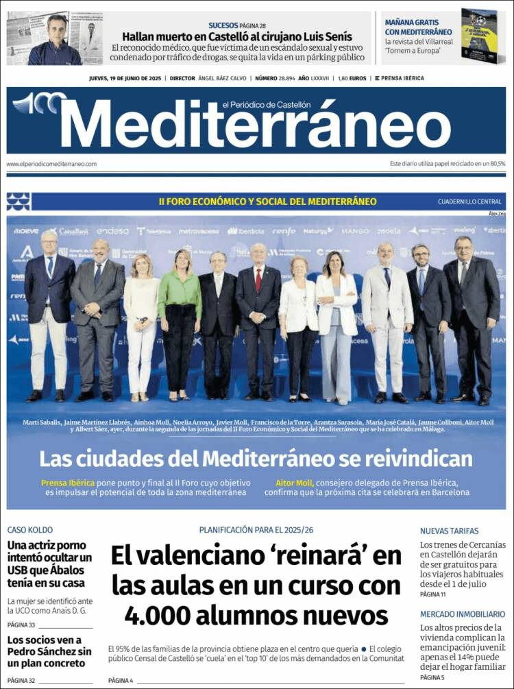 Portada de El Periódico Mediterraneo (Spain)